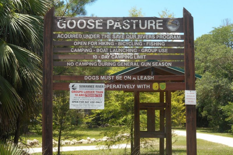 Goose Pasture Campground Water Management District Sign