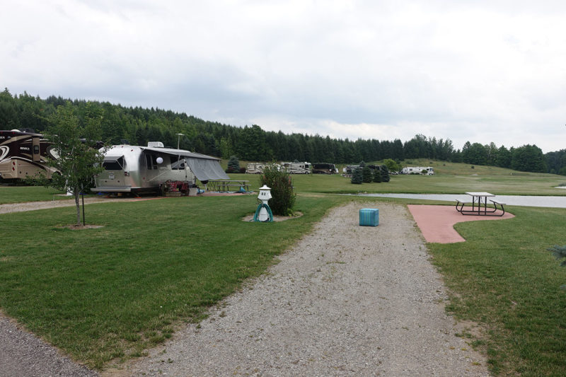 rv park in michigan with an airstream
