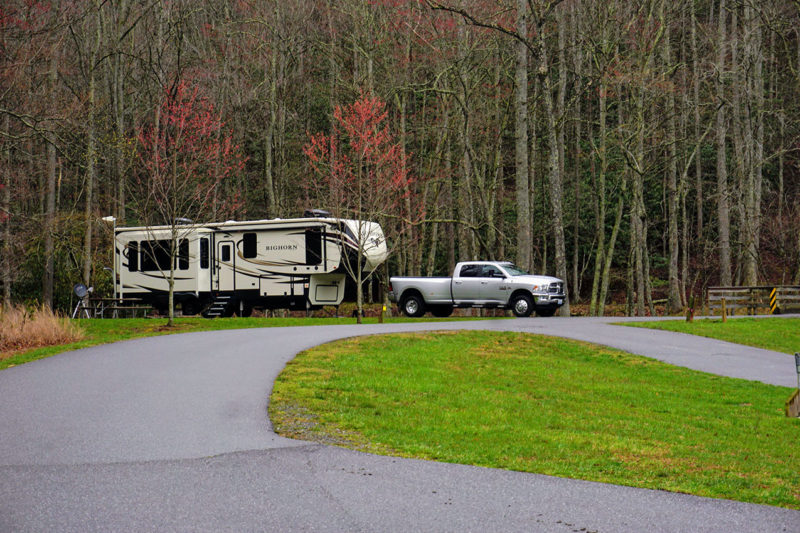 fifth wheel camping in the fall in north carolina