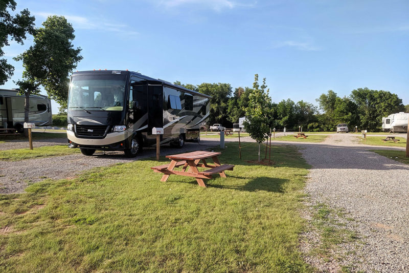 motorhome at an rv park in oklahoma