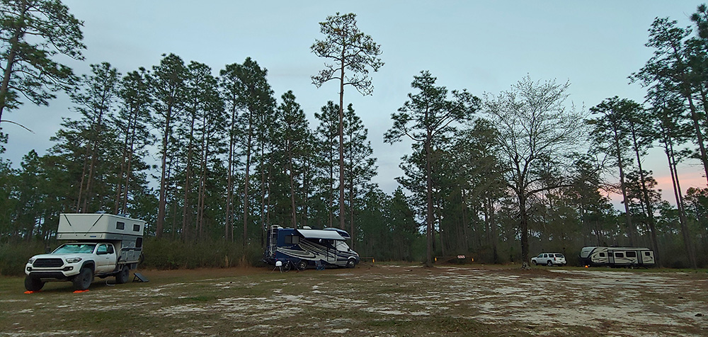 RV's camping by a trail-head
