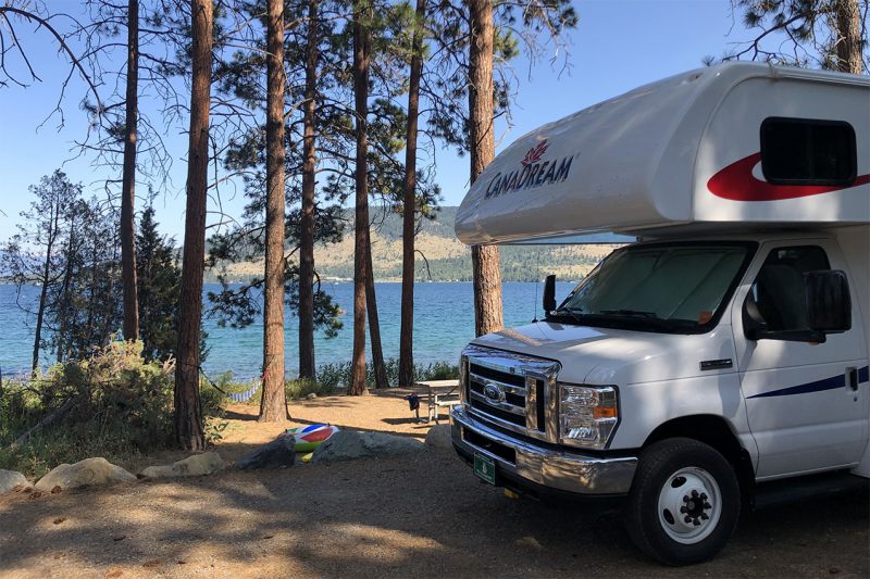 RV by the lake at a Montana State Park