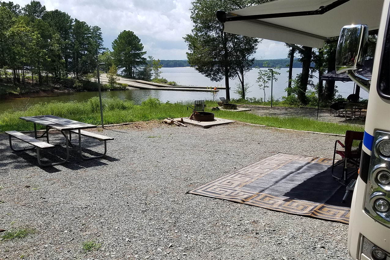 Campsite with a water view in a North Carolina State Park