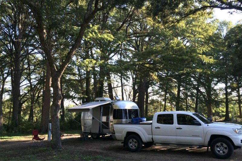 Airstream camping at Krause Springs RV Park in Spicewood TX