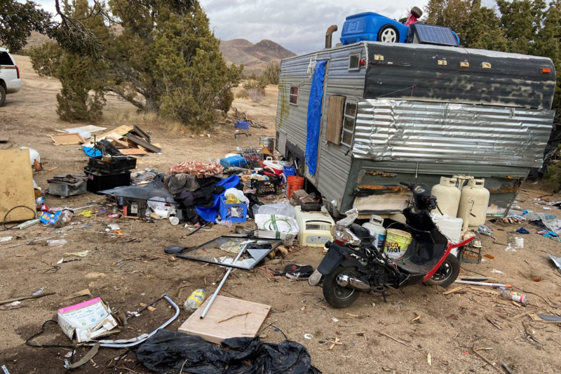 Trashed campsite