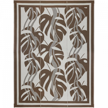 Outdoor rug with palm leaf pattern