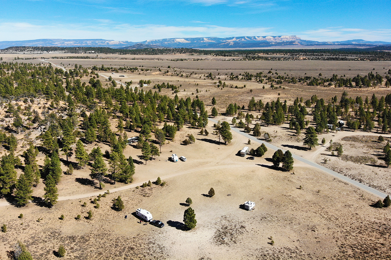Aerial view of boondocking site.