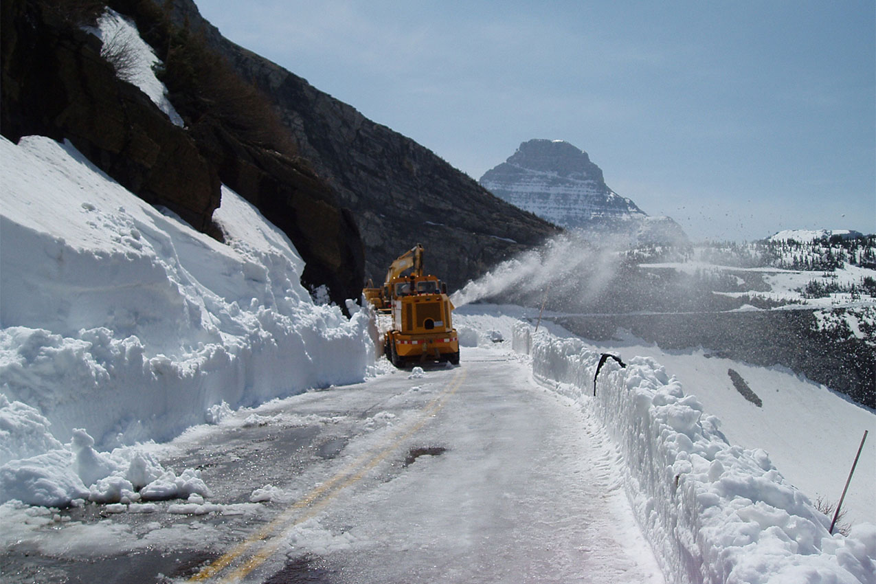 Snow being plowed off Going-to-the-Sun Road.