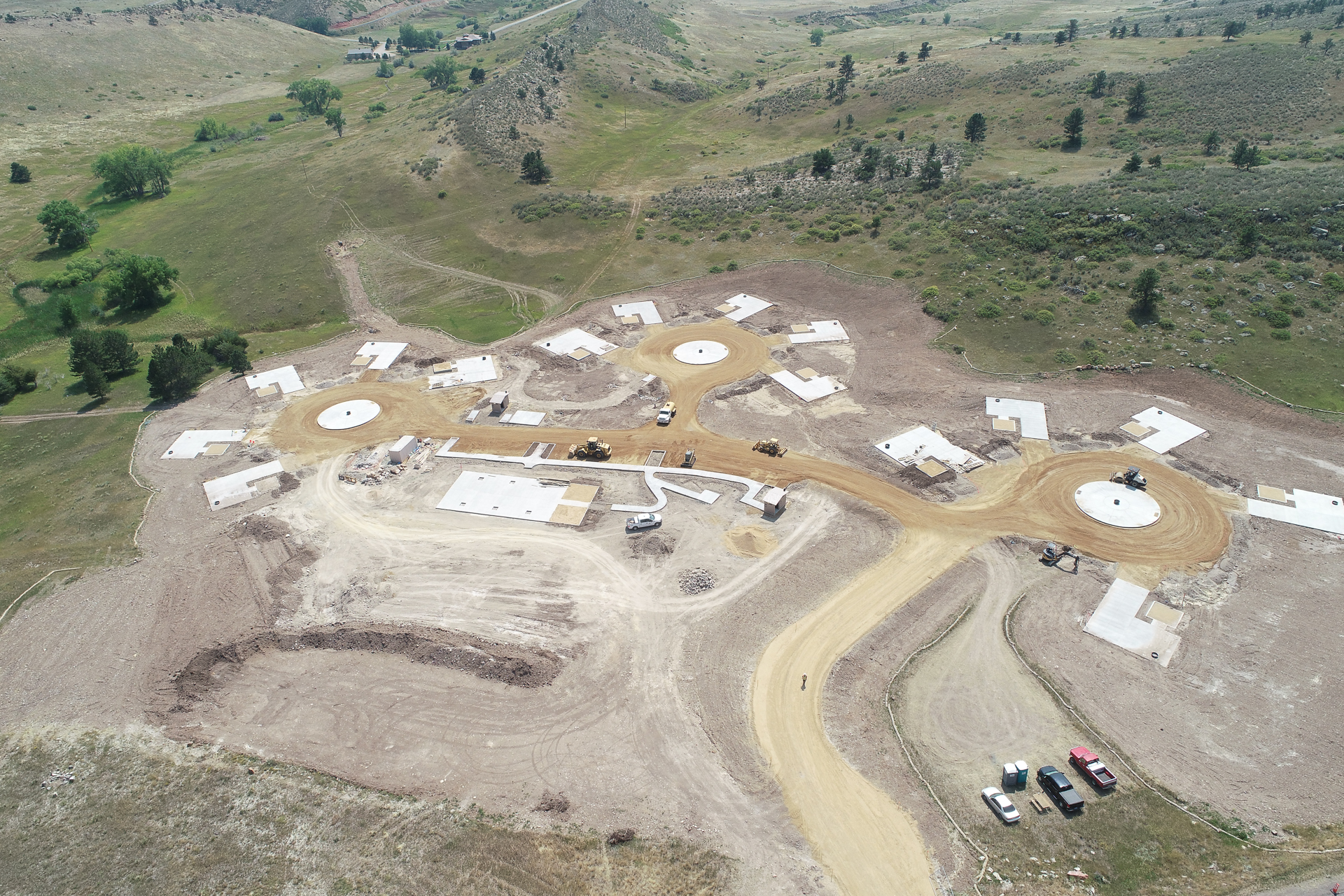 Campground under construction with sites outlined