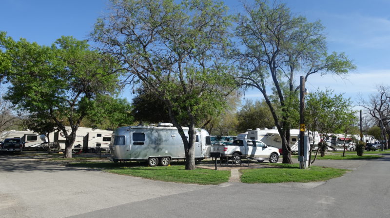Multiple RVs parked at the San Antonio KOA
