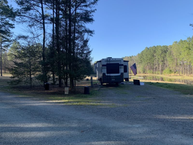RV parked at Farm Pond Campground
