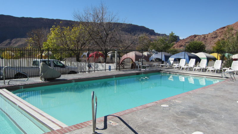 Swimming pool at an RV campground in Moab.