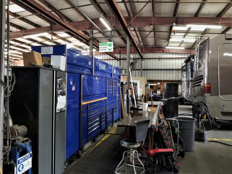 Inside a RV Maintenance Garage
