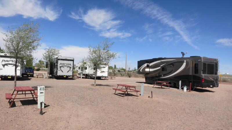 RVs parked in desert campground