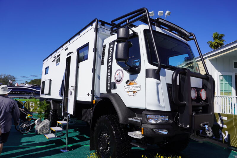 Large off-road RV built like a military-styled rig