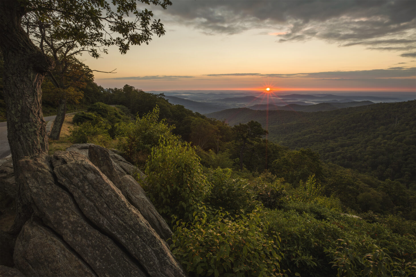 Sunrise from a mountain overlook at Shenandoah National Park