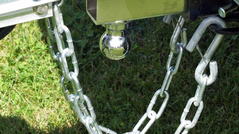 Safety chains by a ball hitch