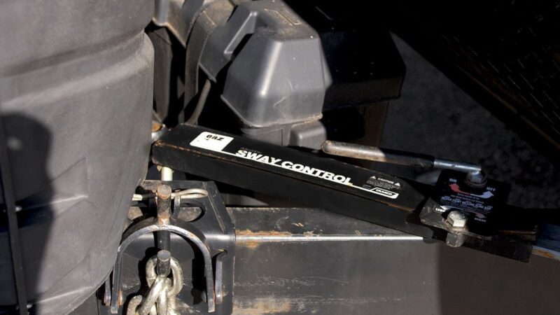 Sway control bar for RV towing