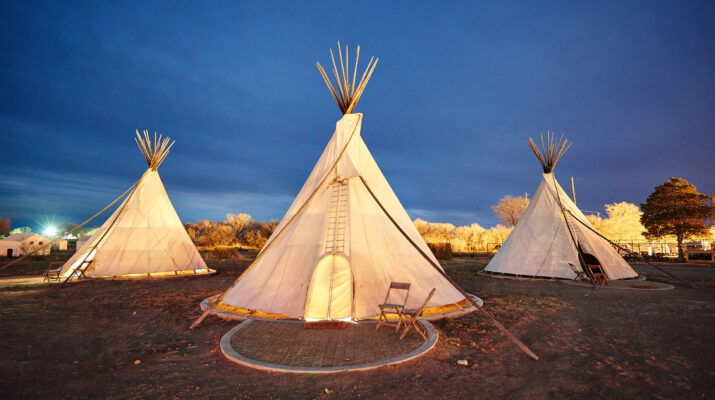 Teepees for camping at El Cosmic
